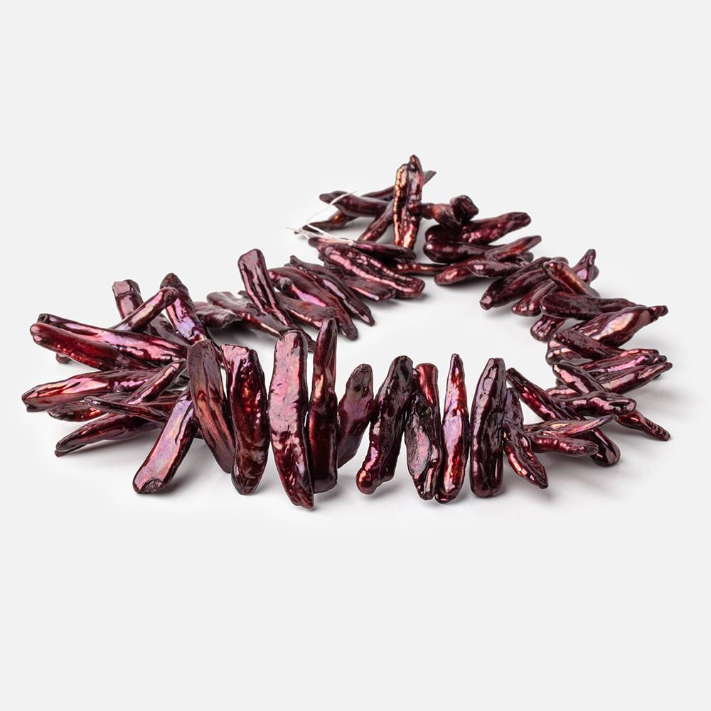 28-40mm Burgundy Side Drill Biwa Freshwater Pearls 16 inch 56 beads