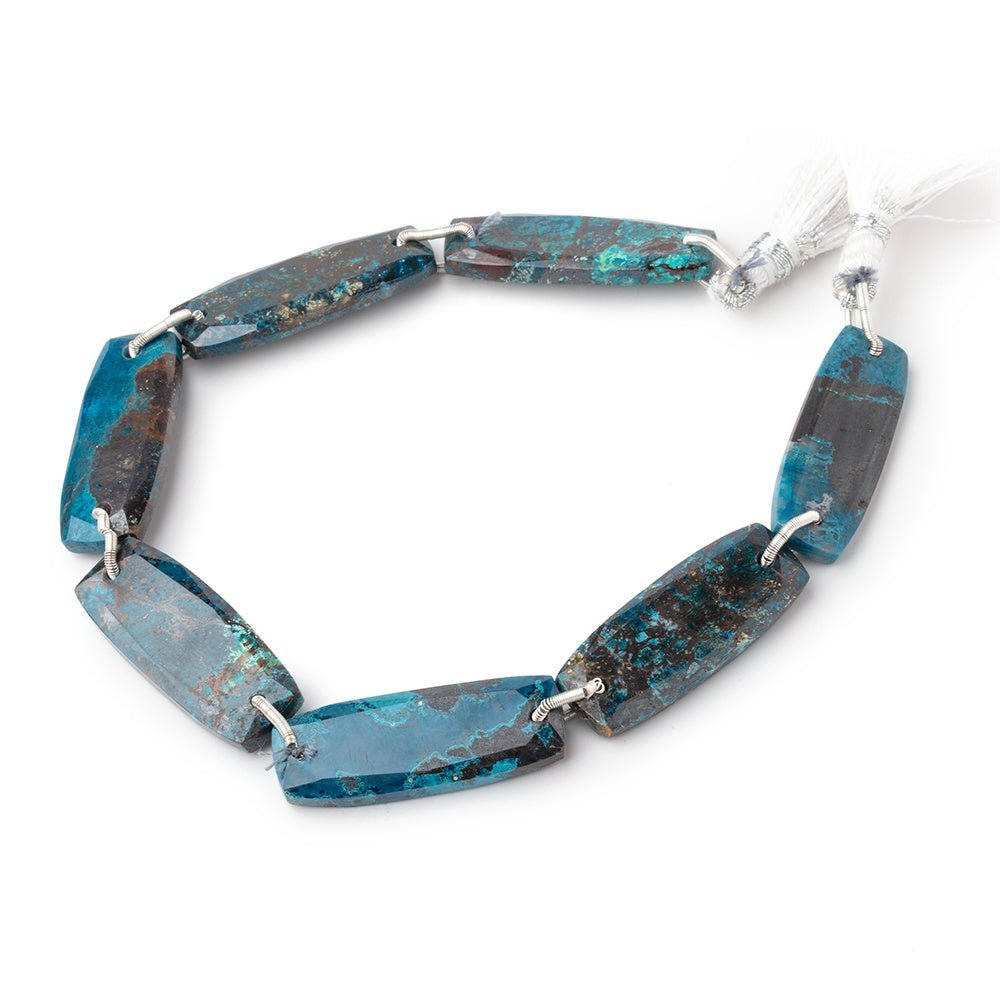 28x10mm Chrysocolla Double Drilled Rectangles 7.5 inch 6 Beads