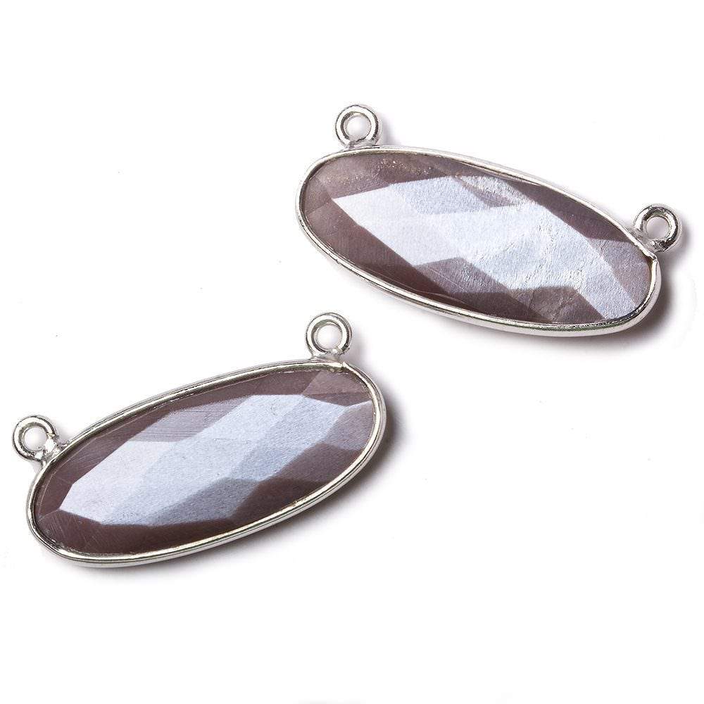28x11.5mm Silver Bezel Chocolate Moonstone Oval East West Connector 1 piece
