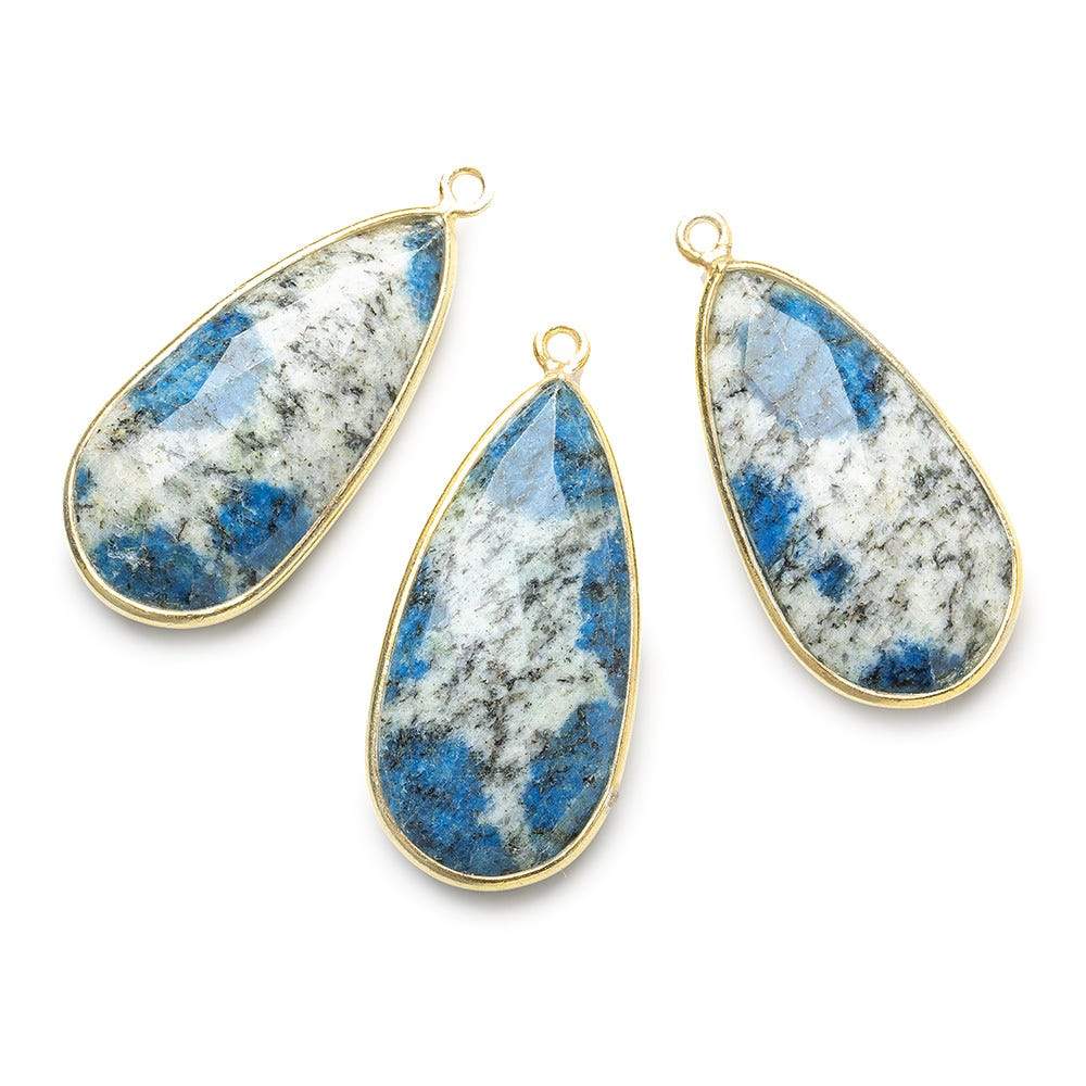 28x15mm Vermeil Bezel K2 Granite & Azurite faceted Pear Pendant 1 piece