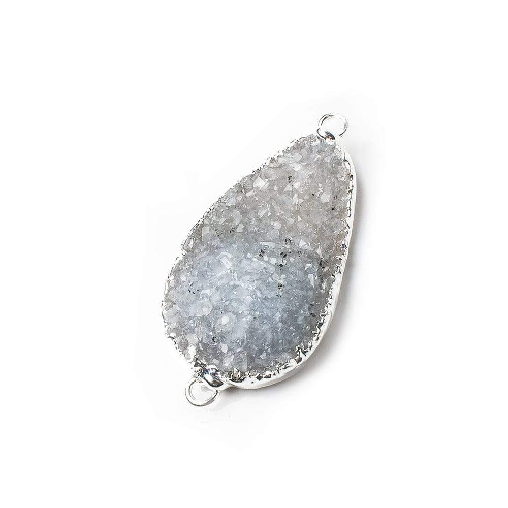 28x17x4mm Silver Leaf Silver Grey Agate Drusy Free Shape Connector 1 piece