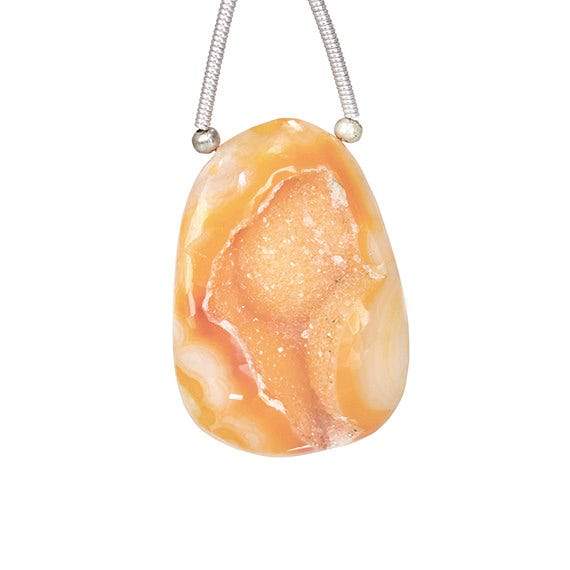 28x19mm Orangy Yellow Agate Drusy Freeform Focal Bead 1 piece