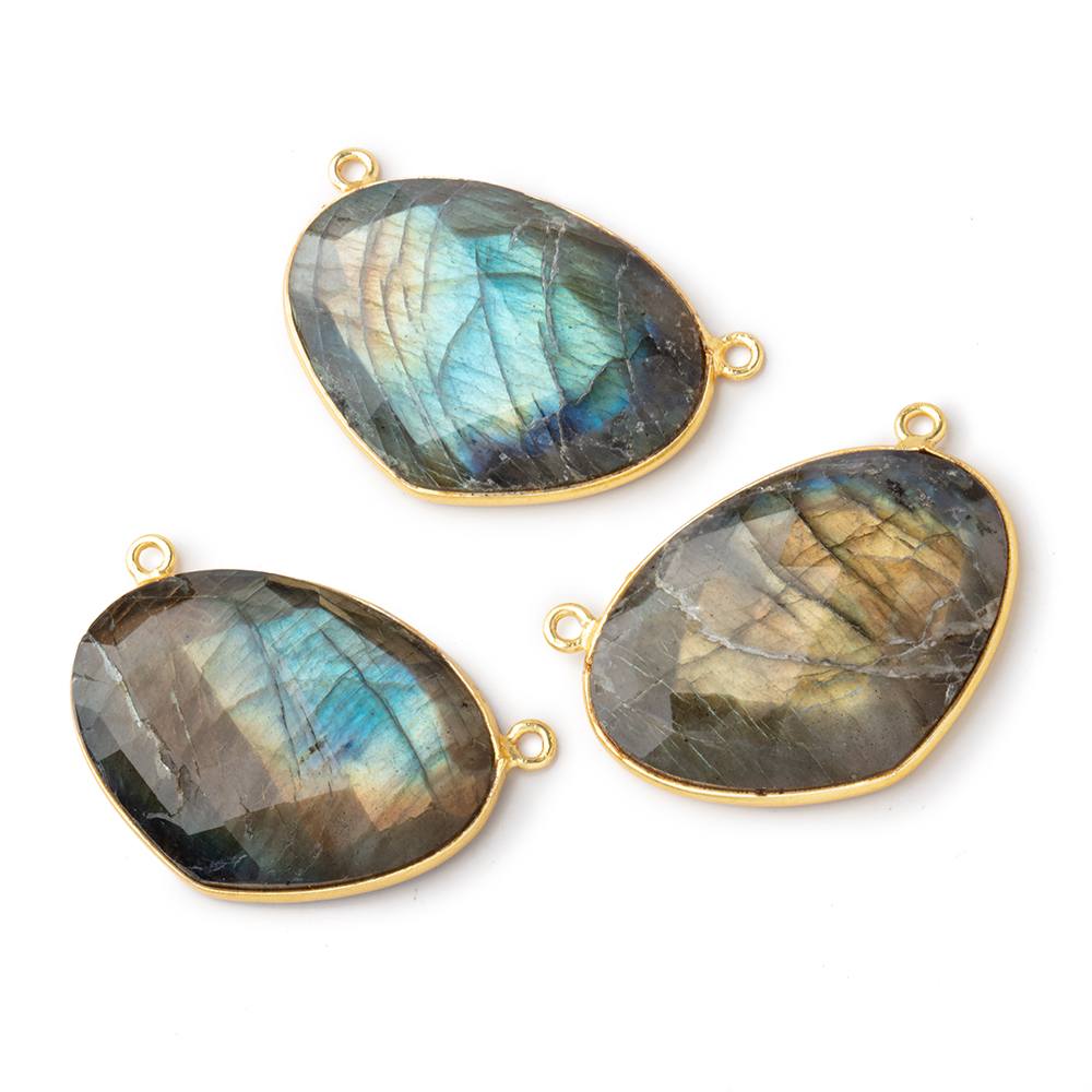 28x20mm Vermeil Bezeled Labradorite Heart East West Connector 1 piece