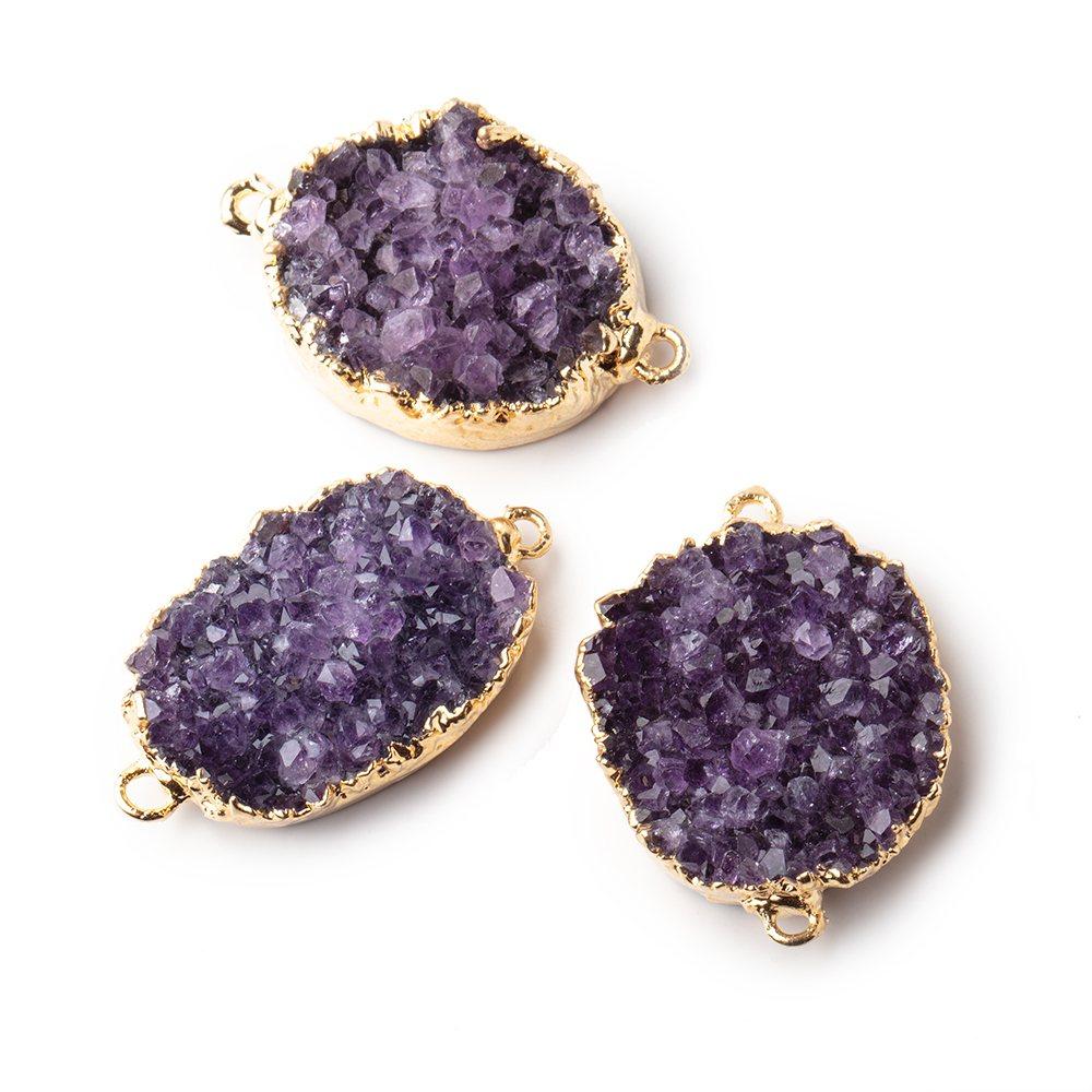 28x21x6mm Gold Leaf Amethyst Drusy Free Shape Connector 1 piece