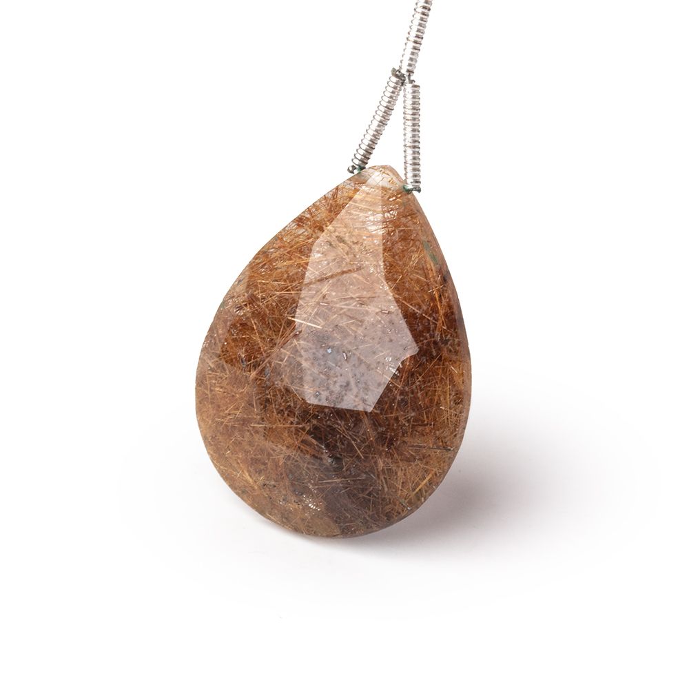 28x23mm Rutilated Quartz Faceted Pear Focal Bead 1 piece