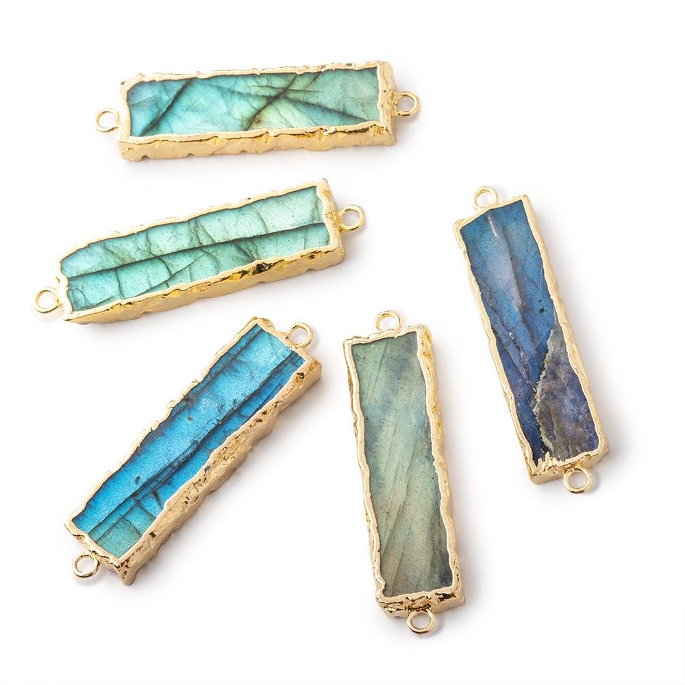 28x8mm Gold Leafed Labradorite Bar Connector 1 piece