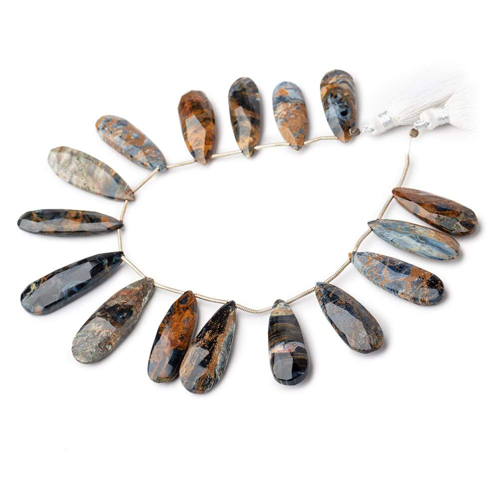 29x10-34x12mm Pietersite Faceted Pear Beads 8 inch 16 pieces