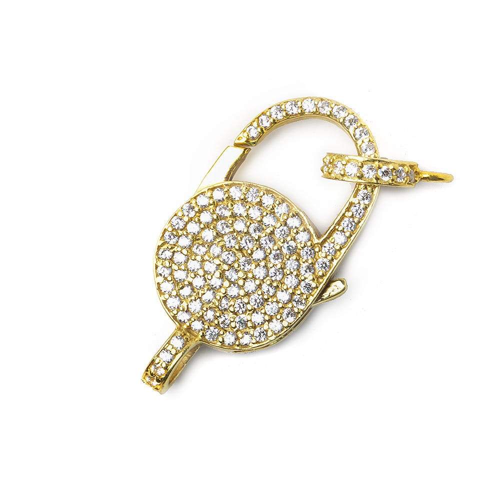 29x13mm Vermeil CZ Coin Lobster Clasp with CZ Ring 1 piece