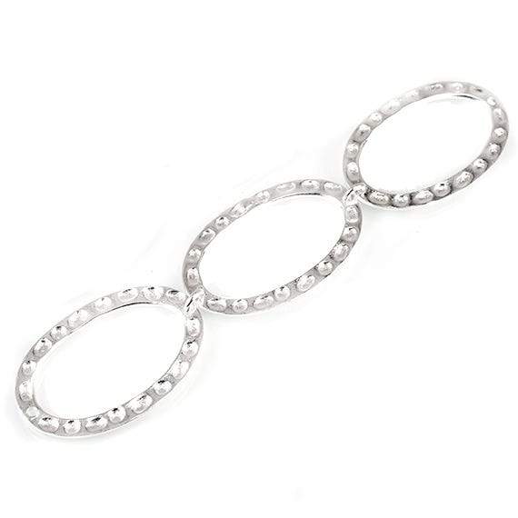 29x19mm Sterling Silver plated Copper Hammered Oval Beads 3 pieces*DISCONTINUED*