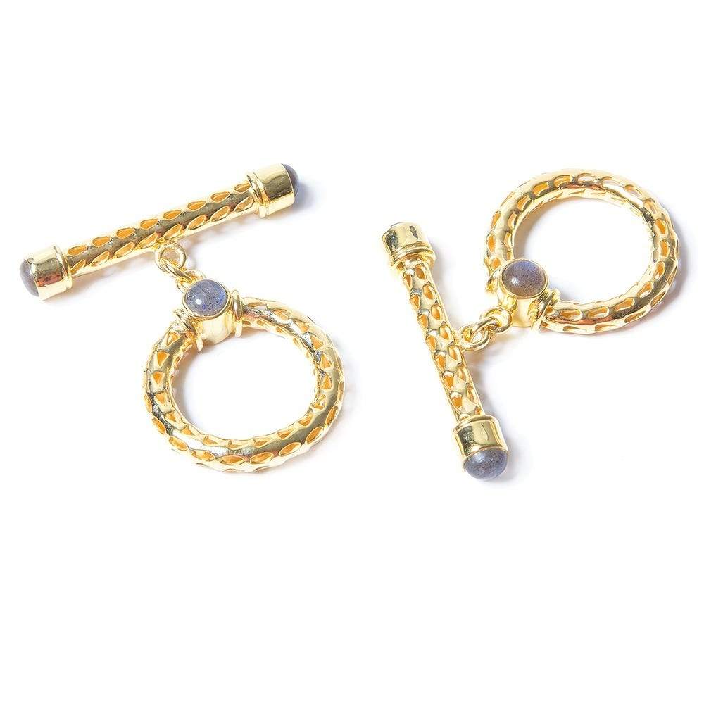 29x23mm Labradorite Cabochon Filigree Vermeil Toggle 1 piece