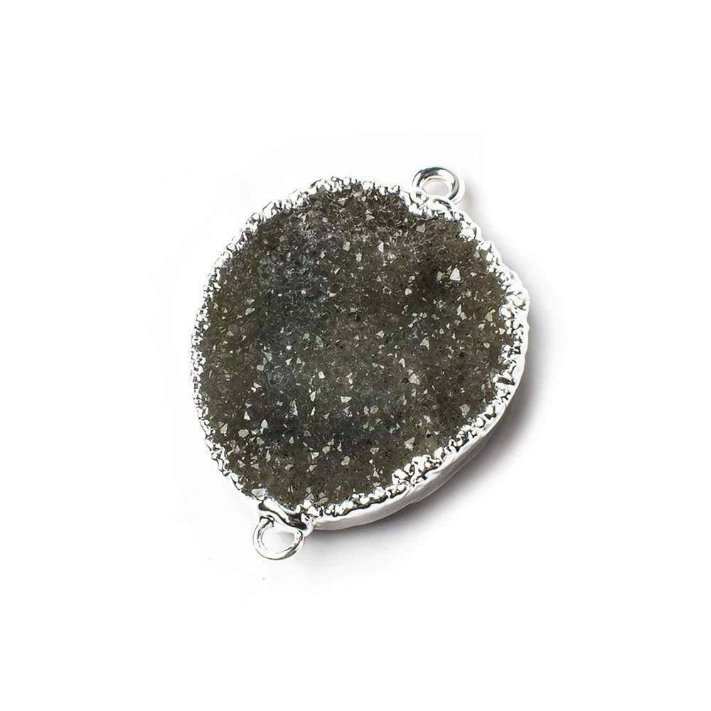 29x23x5mm Silver Leaf Gray Agate Drusy Free Shape Connector 1 piece