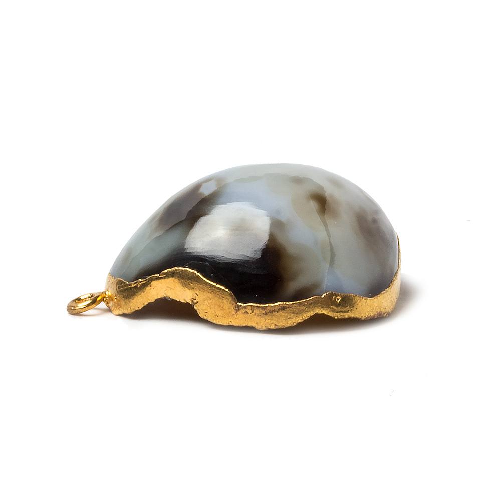 29x26x13mm Gold Leafed Smoky Brown Concave Drusy Focal Pendant 1 piece