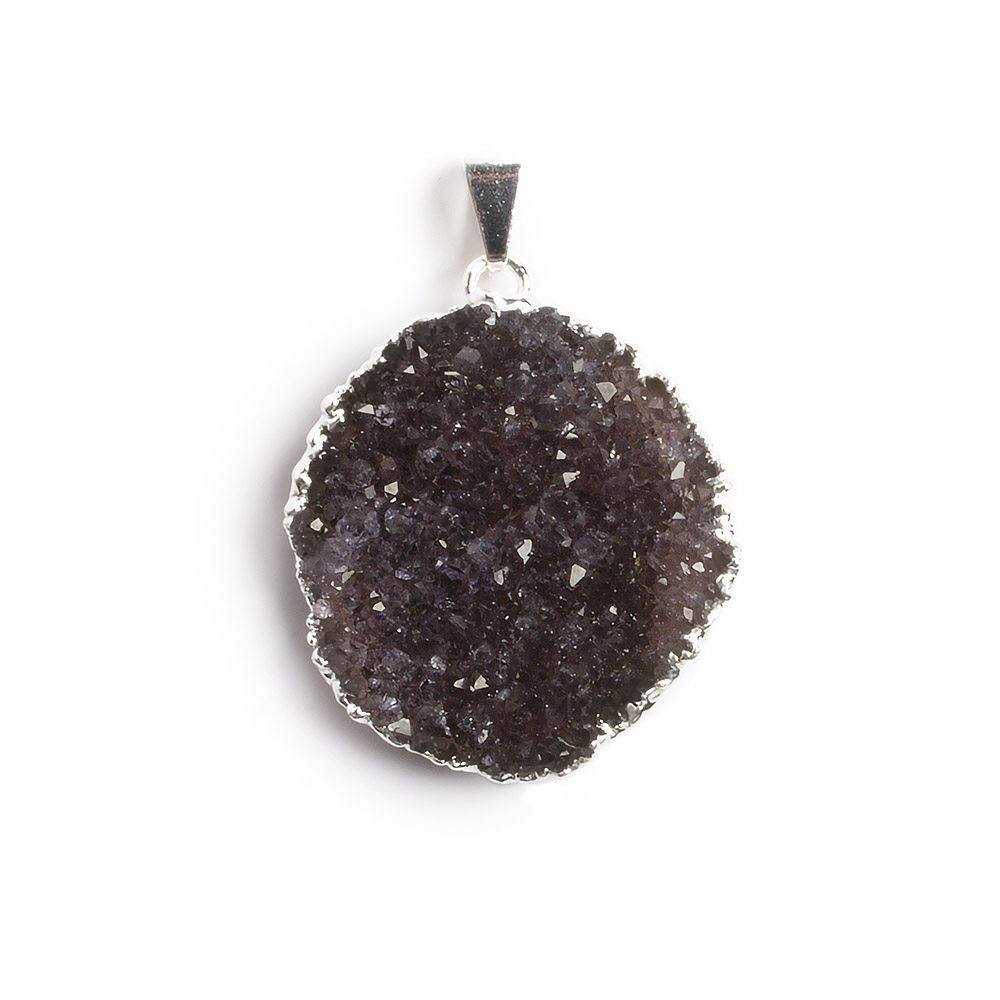 29x27mm Silver Leaf Edged Amethyst Freeshape Drusy with Bail 1 piece