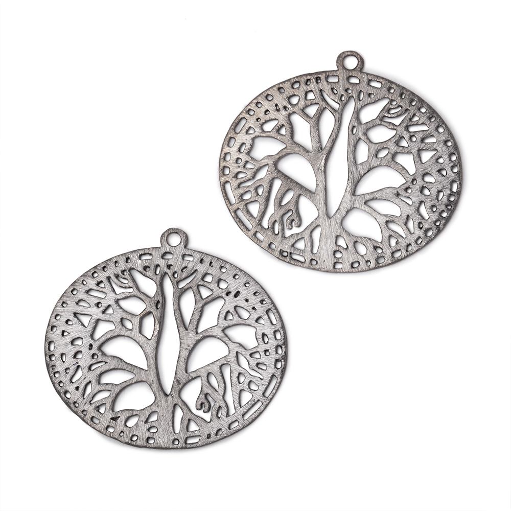 29x35mm Brushed Filigree Oval Charm Set of 2 pieces