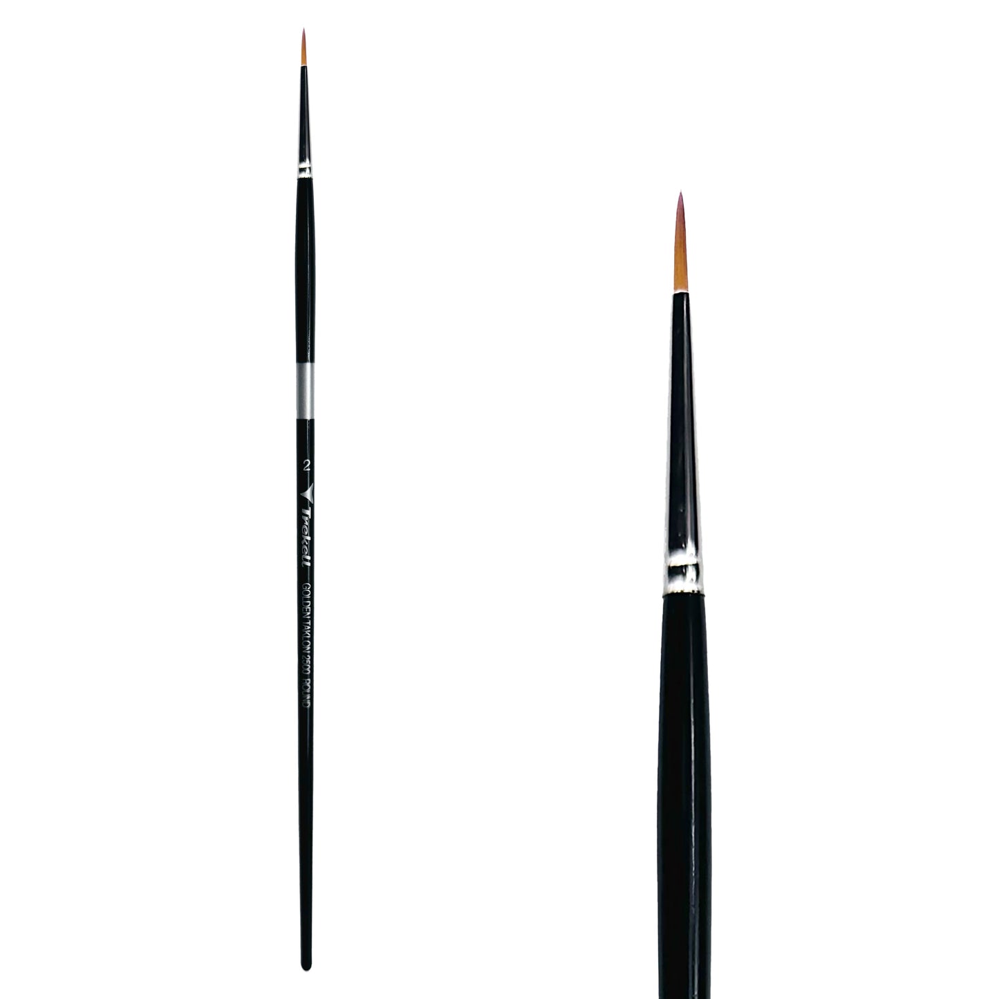 Trekell Golden Taklon Long Handle Artist Brush - Size #2 Round