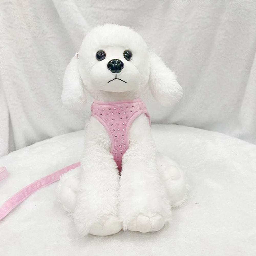 Cat Dog Harness Vest Chest Rope Set Rhinestone Adjustable Pet Harness for Small Medium Dogs Outdoor Walking Accessories