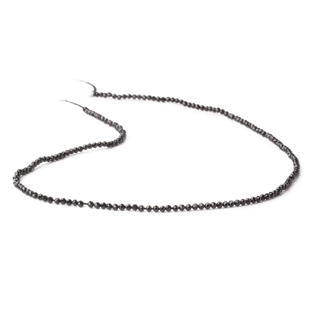 2mm Black Tourmaline Micro Faceted Round Beads 12.75 inch 174 pieces AAA
