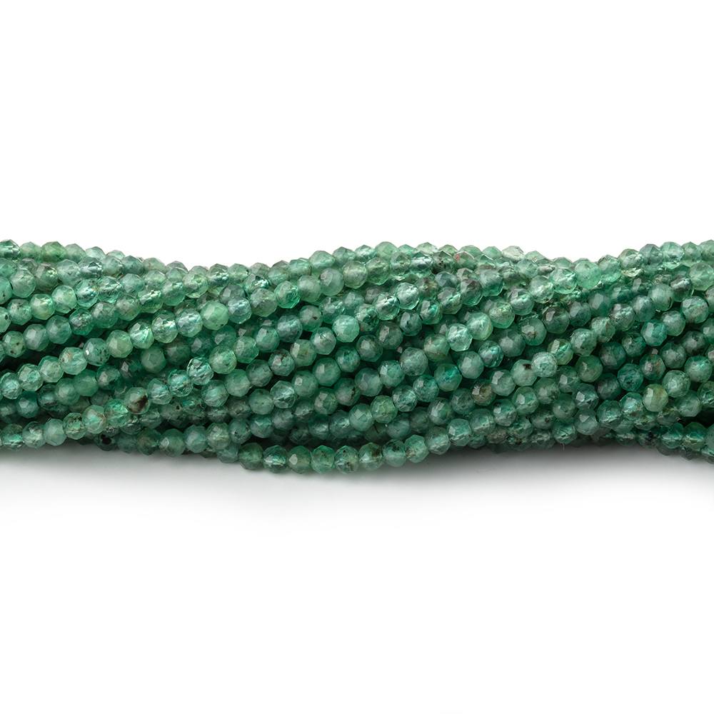 2mm Emerald Micro Faceted Rondelles 12.5 inch 168 Beads