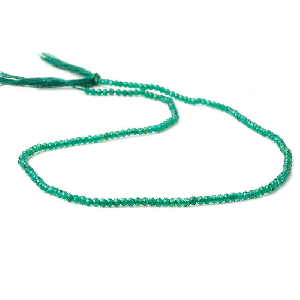 2mm Green Onyx micro faceted rondelle beads 13 inch 195 pcs AA