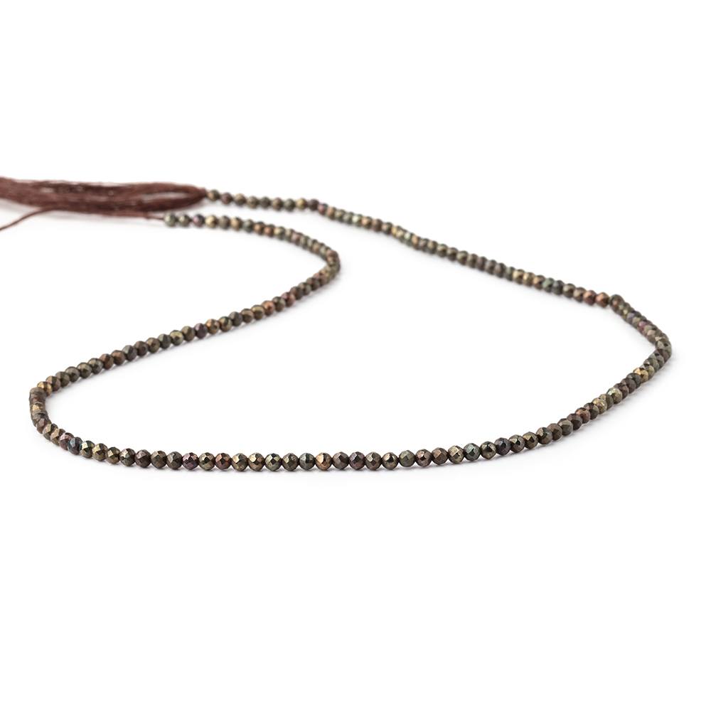 2mm Metallic Chocolate Black Spinel Micro Faceted Rounds 13 inch 183 beads