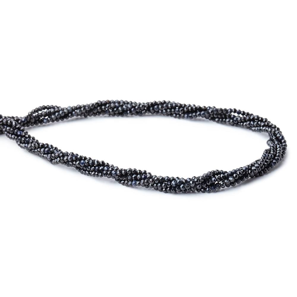 2mm Midnight Blue Sapphire Micro Faceted Rondelle Beads - set of 5 strands