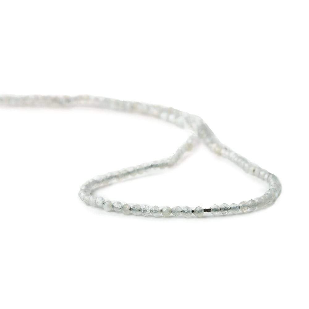 2mm Pale Grey Moonstone microfaceted round beads 13 inch 175 pieces