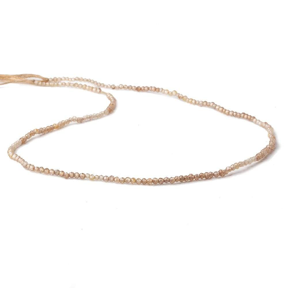 2mm Shaded Champagne Zircon micro faceted round beads 13.5 inch 210 pieces AAA