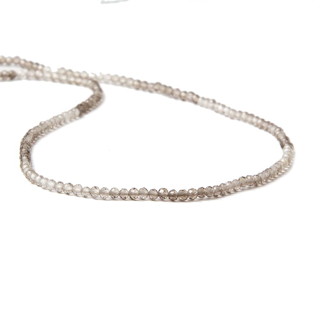 2mm Shaded Smoky Quartz micro-faceted rounds 13 inch 175 beads AAA