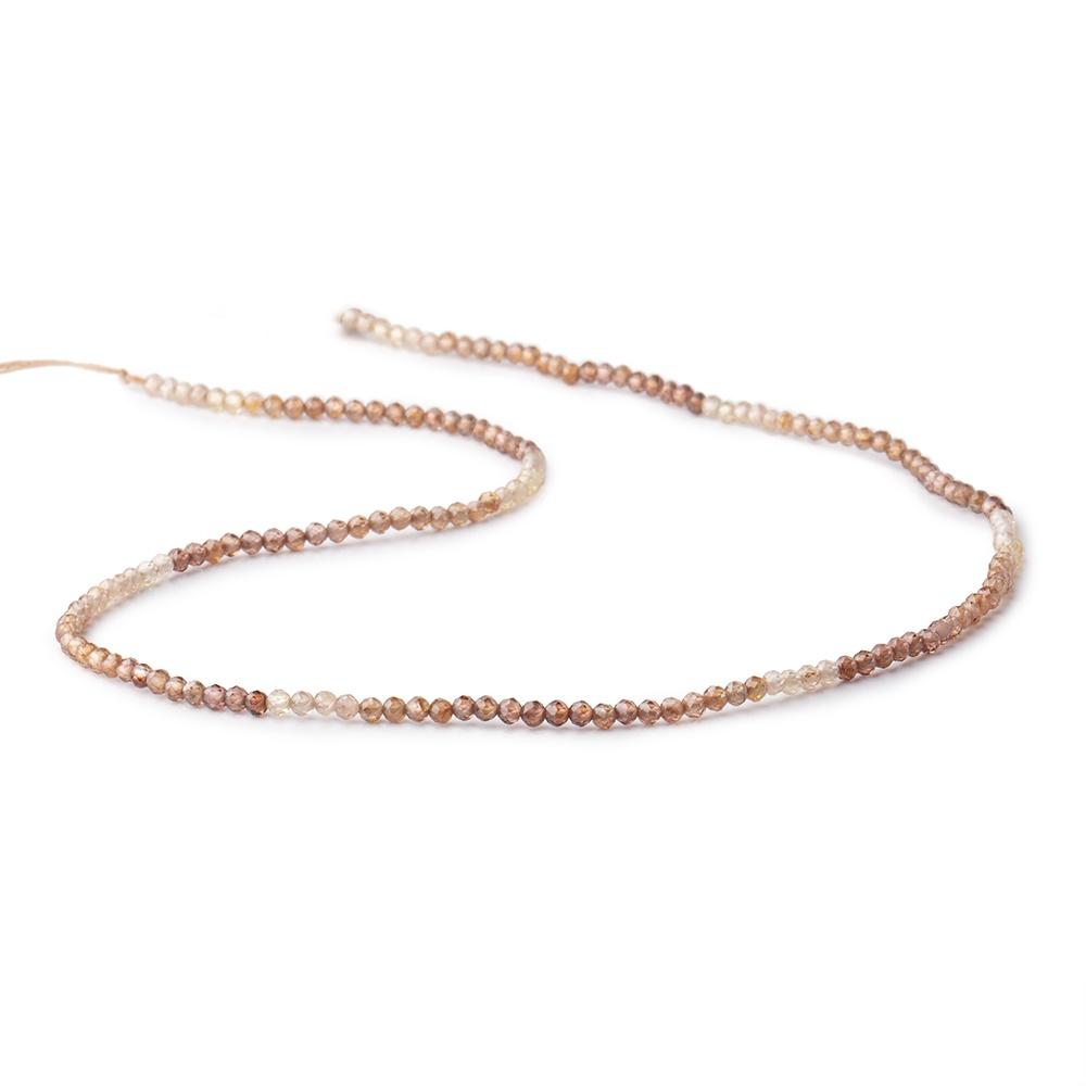 2mm Shaded Zircon Micro Faceted Round Beads 12.5 inch 163 pieces AAA