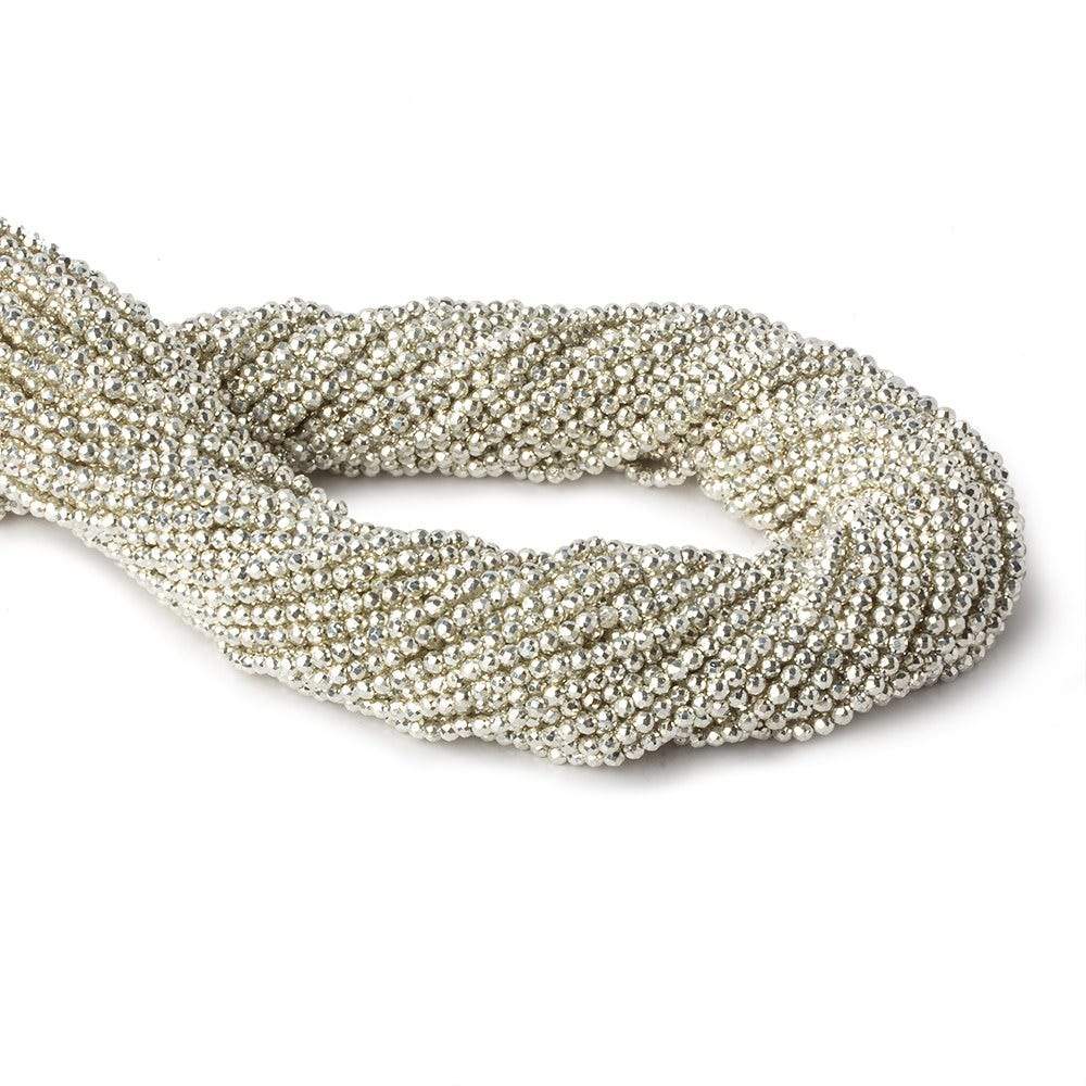 2mm Silver Metallic plated Pyrite micro faceted rounds 12.5 inch 170 pieces