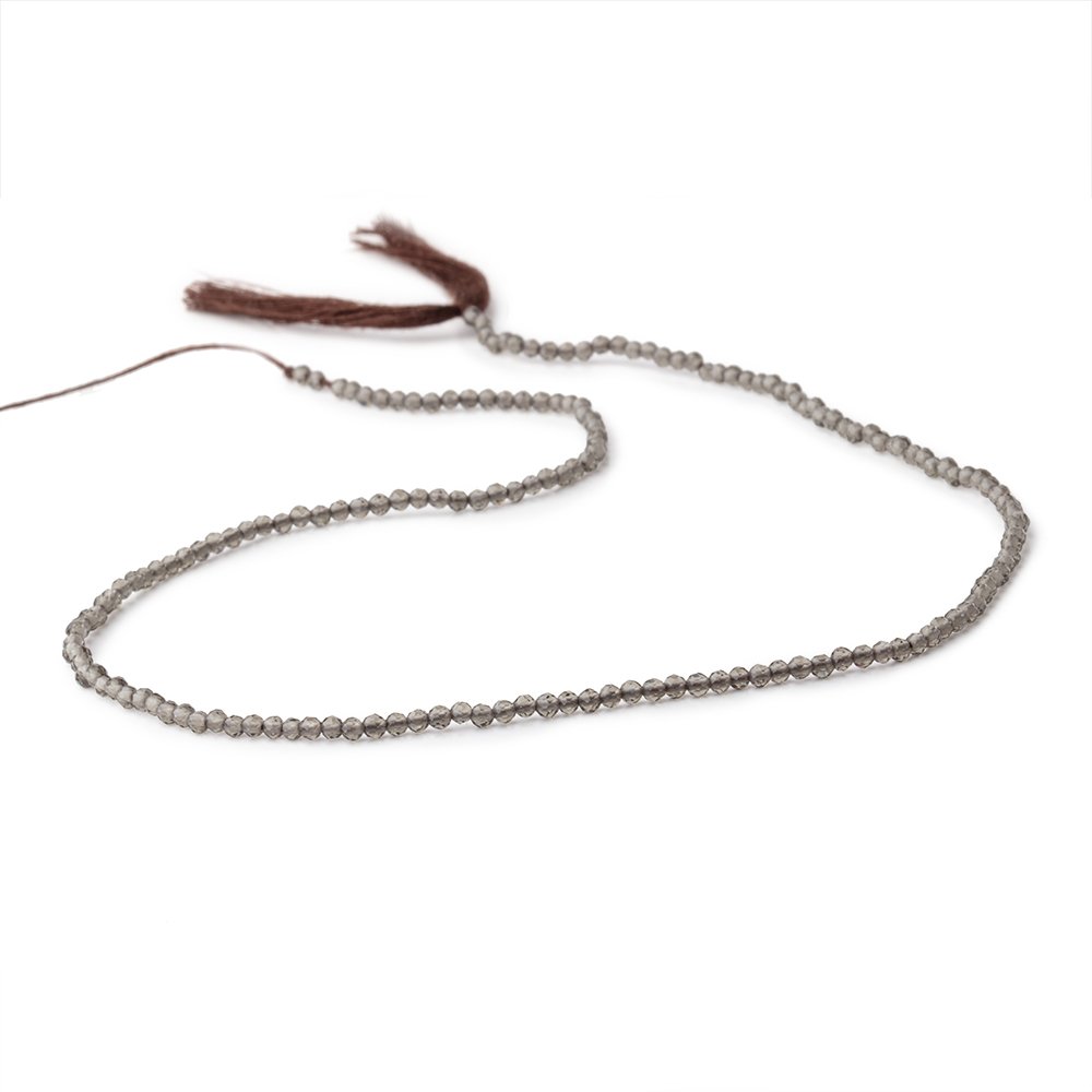 2mm Smoky Quartz Micro Faceted Round Beads 12.5 inch 170 pieces