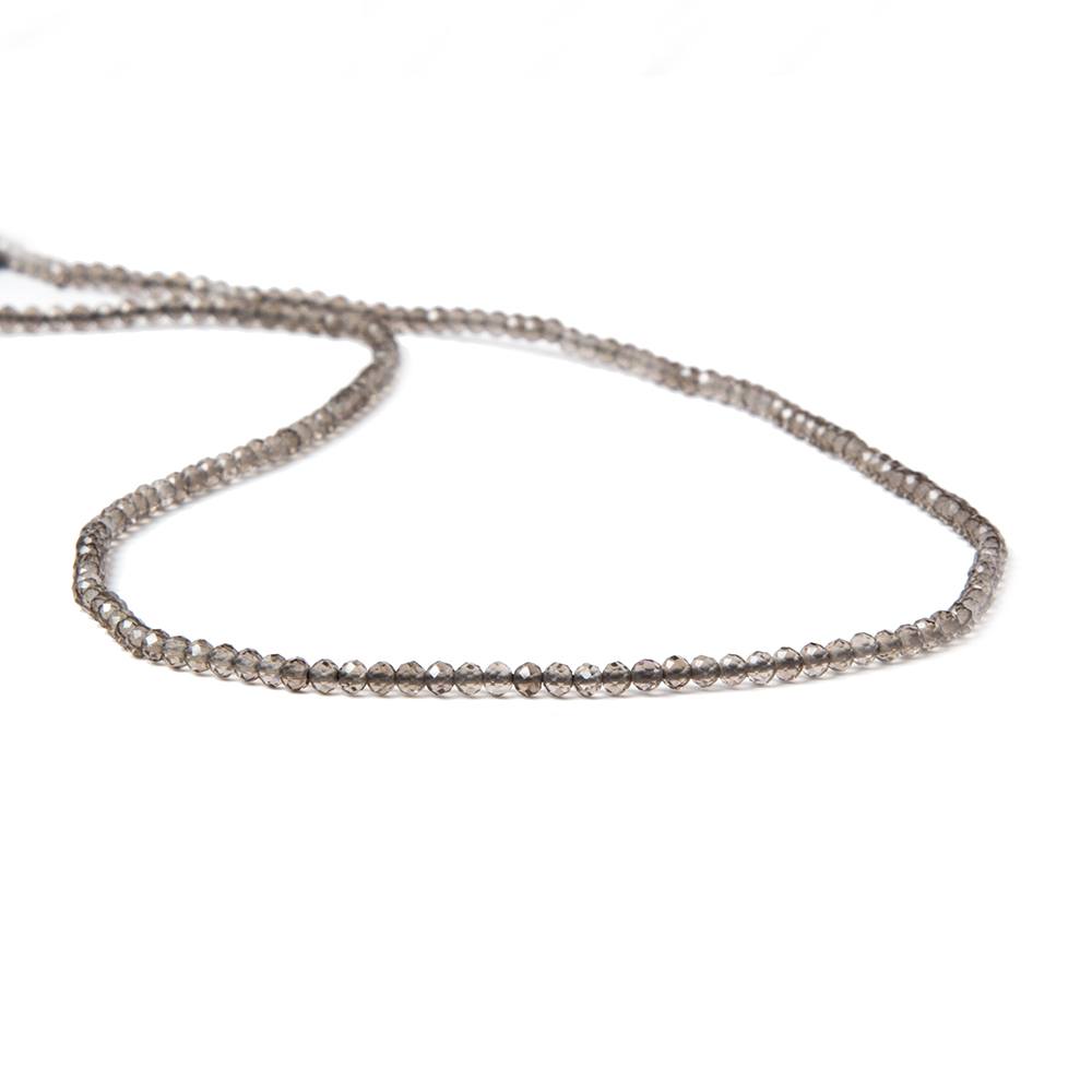 2mm Smoky Quartz micro-faceted rounds 13 inch 175 beads AAA