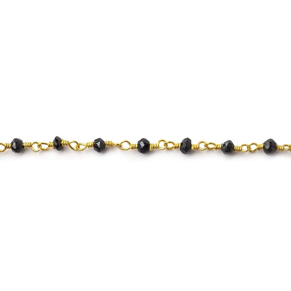 2mm to 3mm Black Spinel Gold plated Wire Wrapped Chain