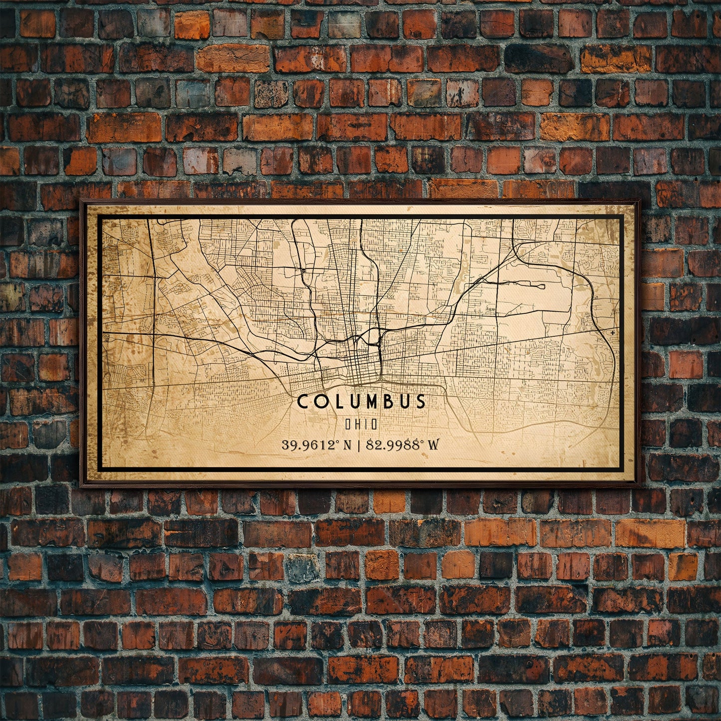 Columbus vintage map print poster or framed canvas, Ohio map print poster canvas, Columbus city map print poster canvas