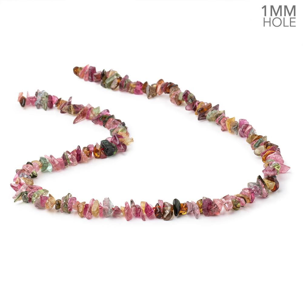 2x2-3x7mm Multi Color Tourmaline Chip Beads 15.5 inch 180 pieces 1mm hole