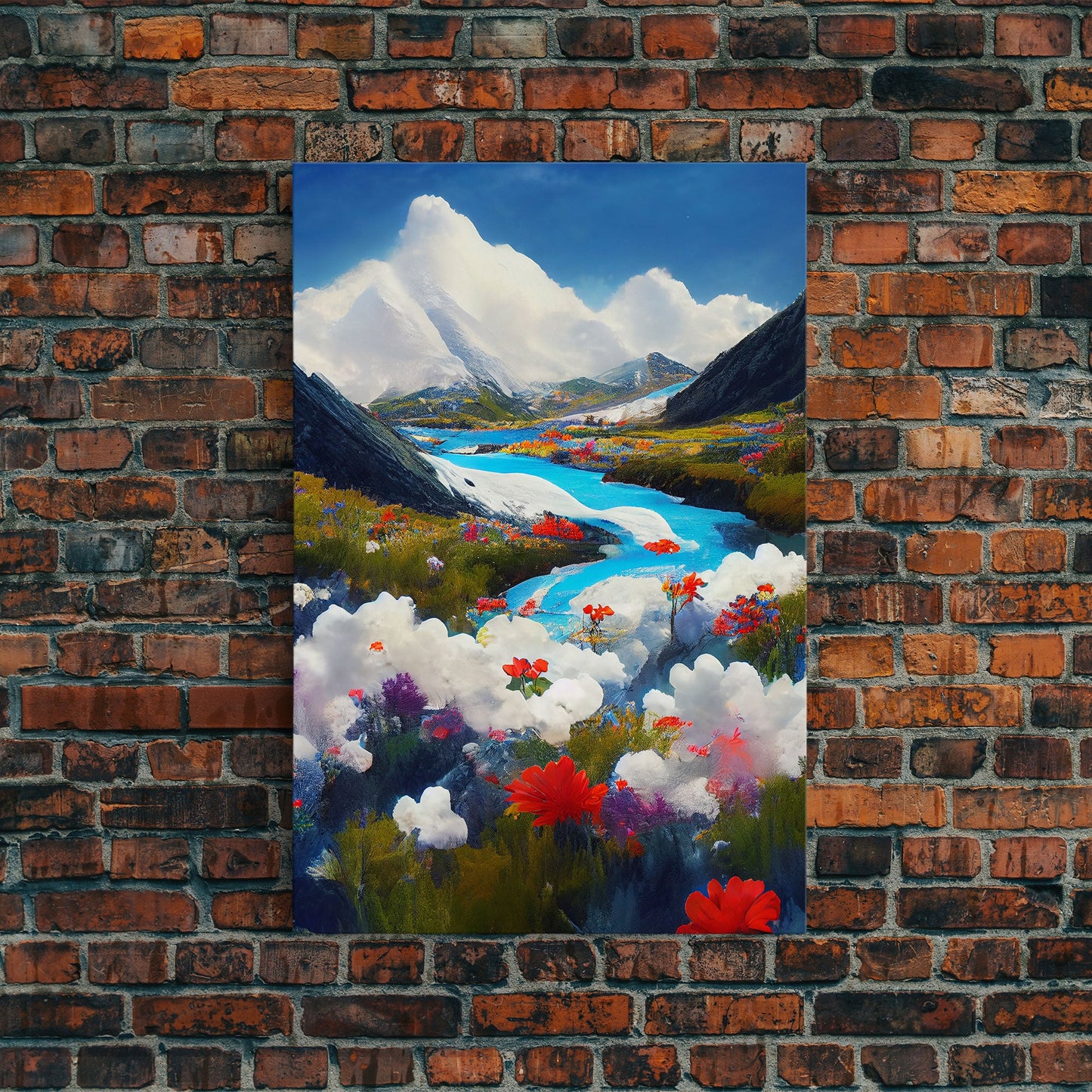 Colorful fields of flowers in the Swiss alps, framed canvas art, canvas print, beautiful wall decor