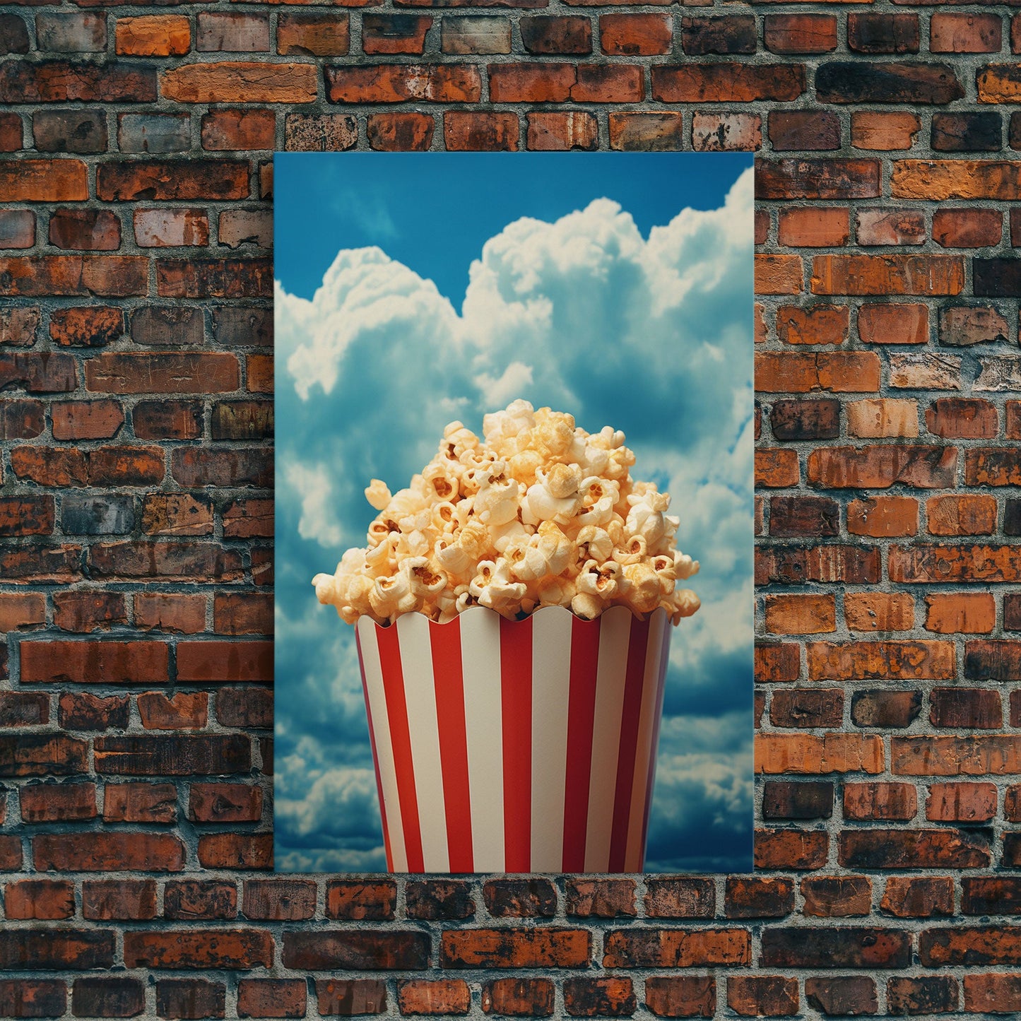 Popcorn, Game Room Wall Art, Movie Room Art, Canvas Print, Wall Hanging, Portrait Art, Minimalist Wall Art, Kitchen Wall Decor, Hostess Gift