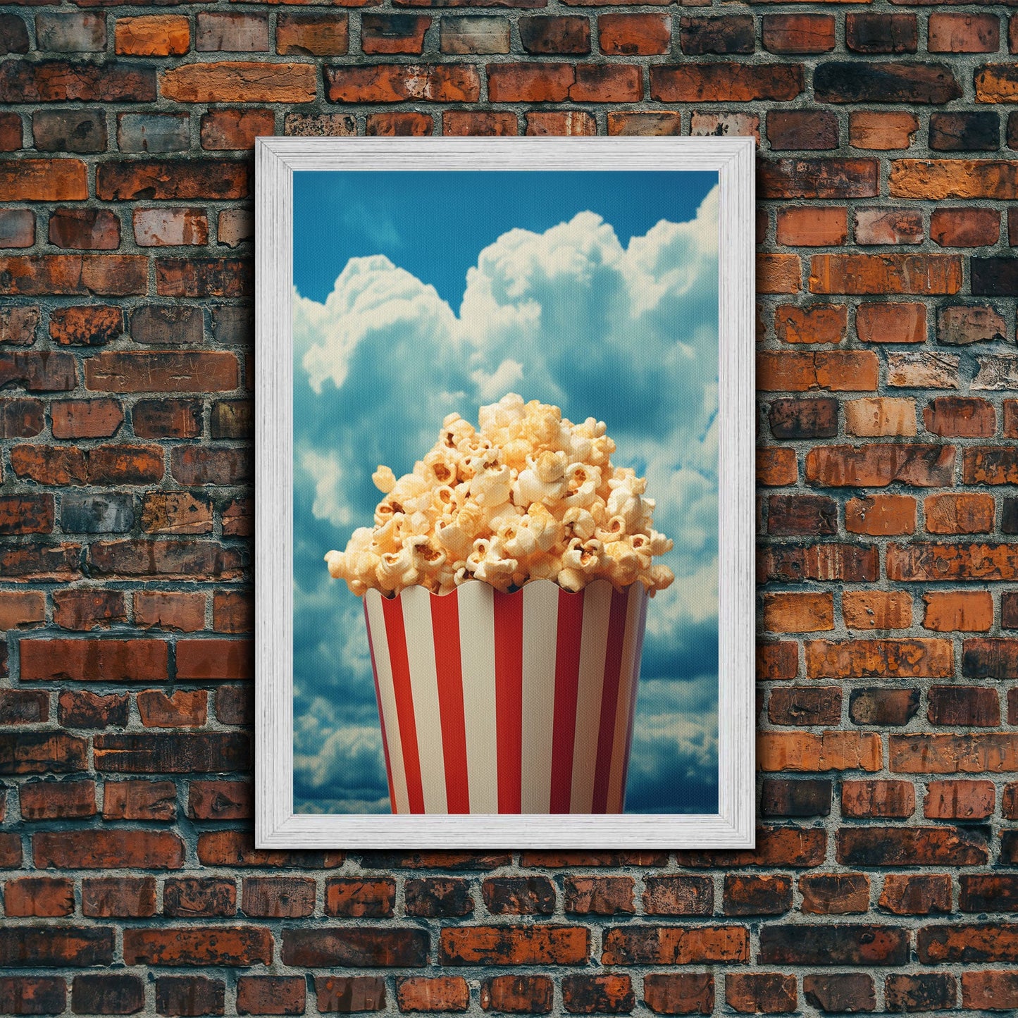Popcorn, Game Room Wall Art, Movie Room Art, Canvas Print, Wall Hanging, Portrait Art, Minimalist Wall Art, Kitchen Wall Decor, Hostess Gift