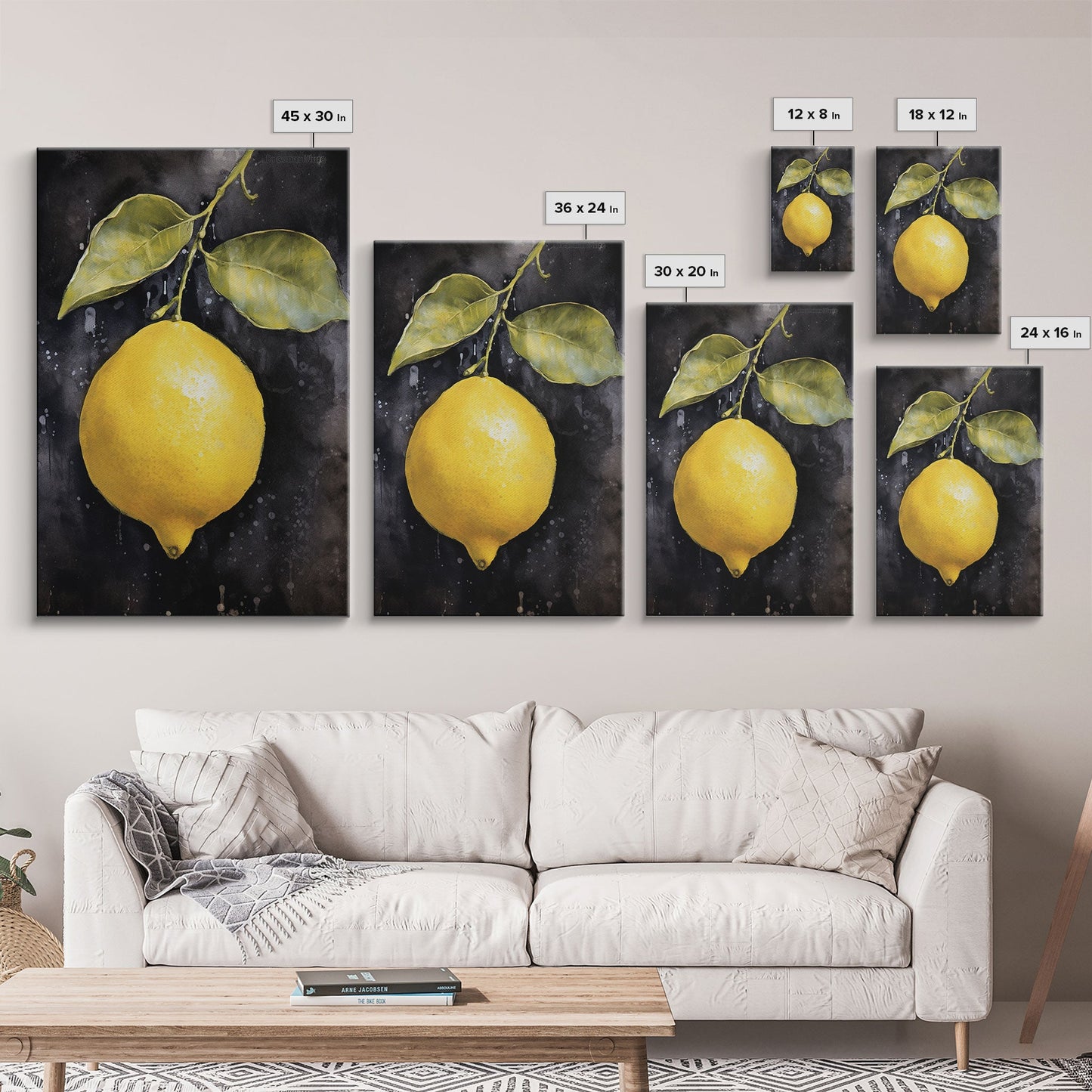 Lemon Wall Decor, Food Art, Fruit Wall Art, Kitchen Wall Art, Minimalist Wall Art, Wall Decor, Canvas Print, Wall Art, Framed Canvas Art
