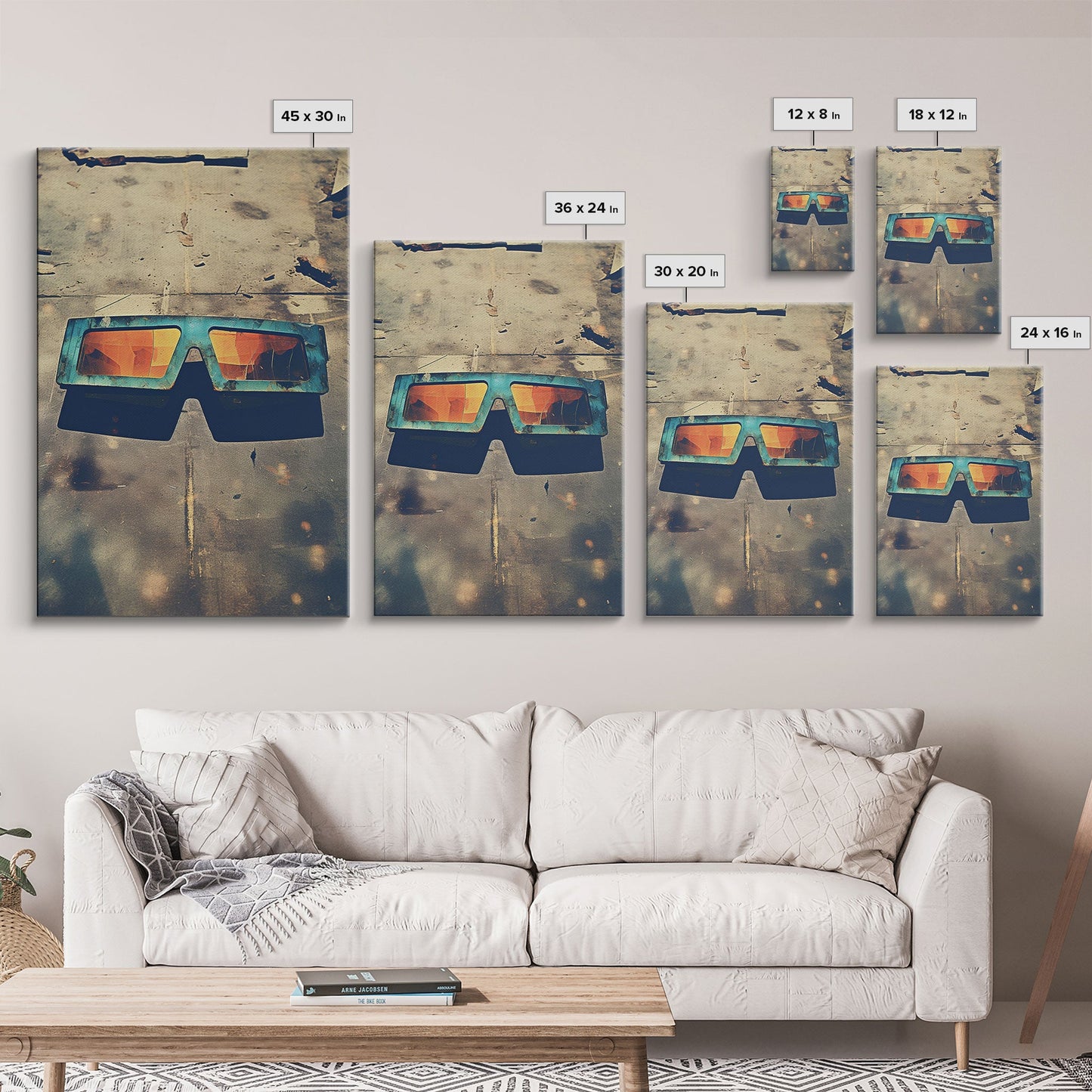 Retro Sunglasses, Retro Art, Minimalist Wall Art, Canvas Print, Wall Hanging, Portrait Art, Office Wall Decor, Living Room Prints, RV Decor
