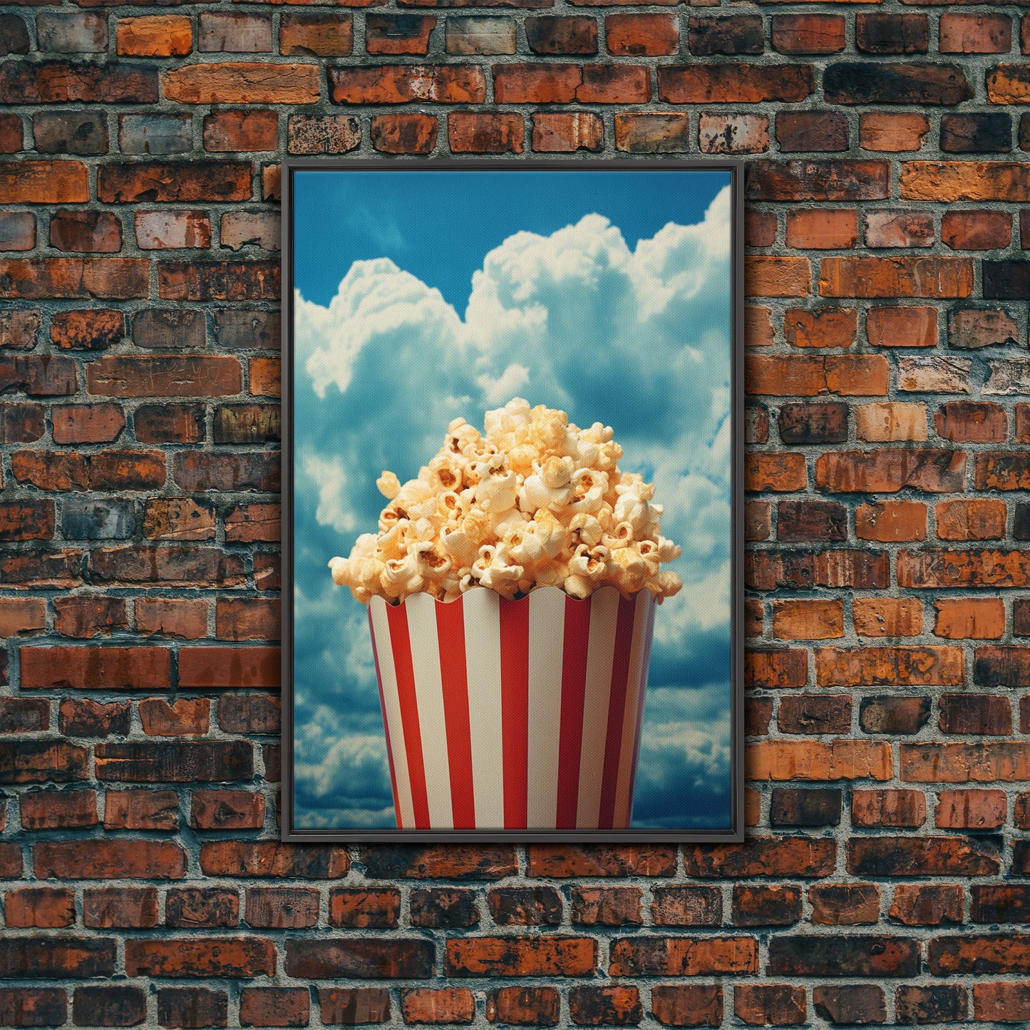 Popcorn, Game Room Wall Art, Movie Room Art, Canvas Print, Wall Hanging, Portrait Art, Minimalist Wall Art, Kitchen Wall Decor, Hostess Gift