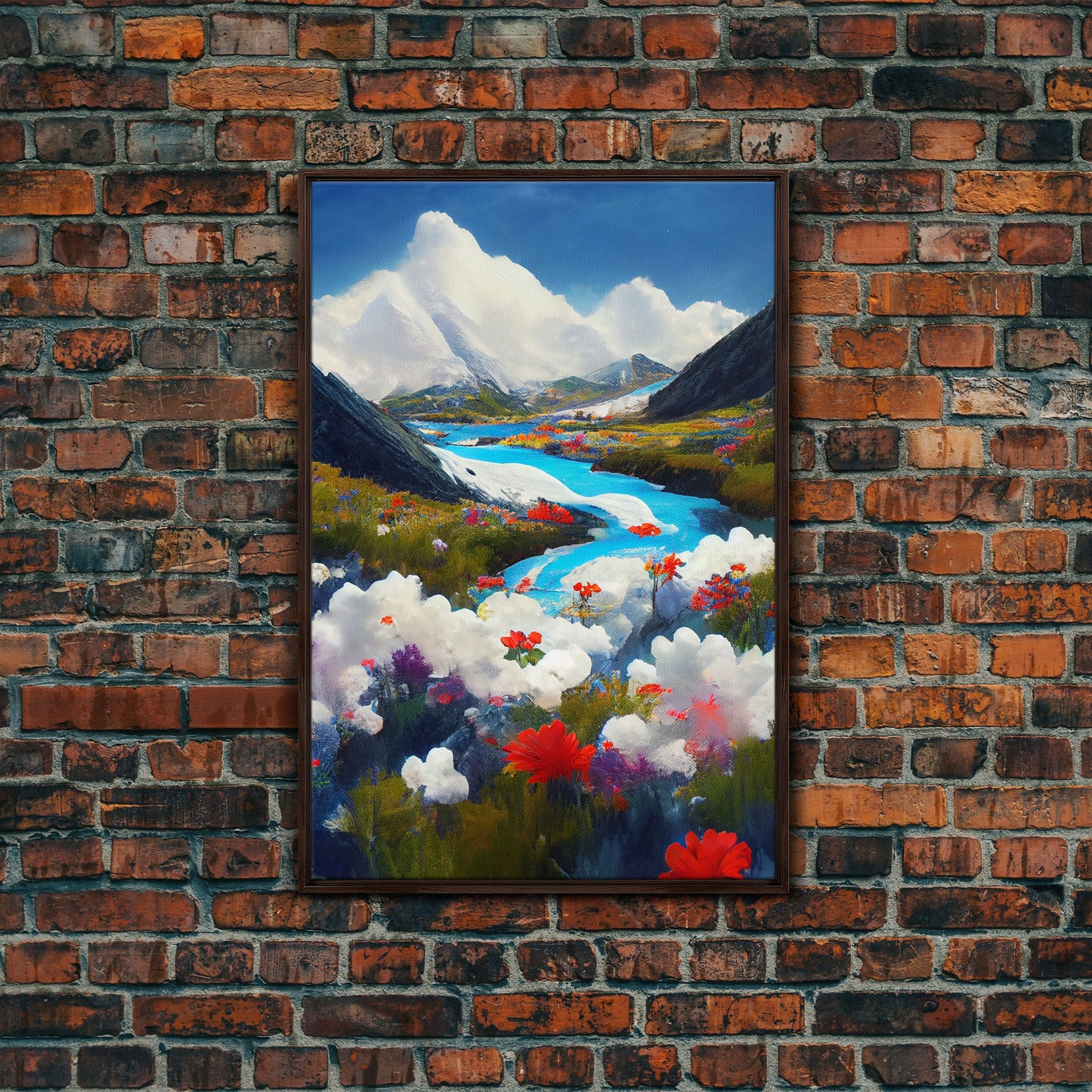 Colorful fields of flowers in the Swiss alps, framed canvas art, canvas print, beautiful wall decor