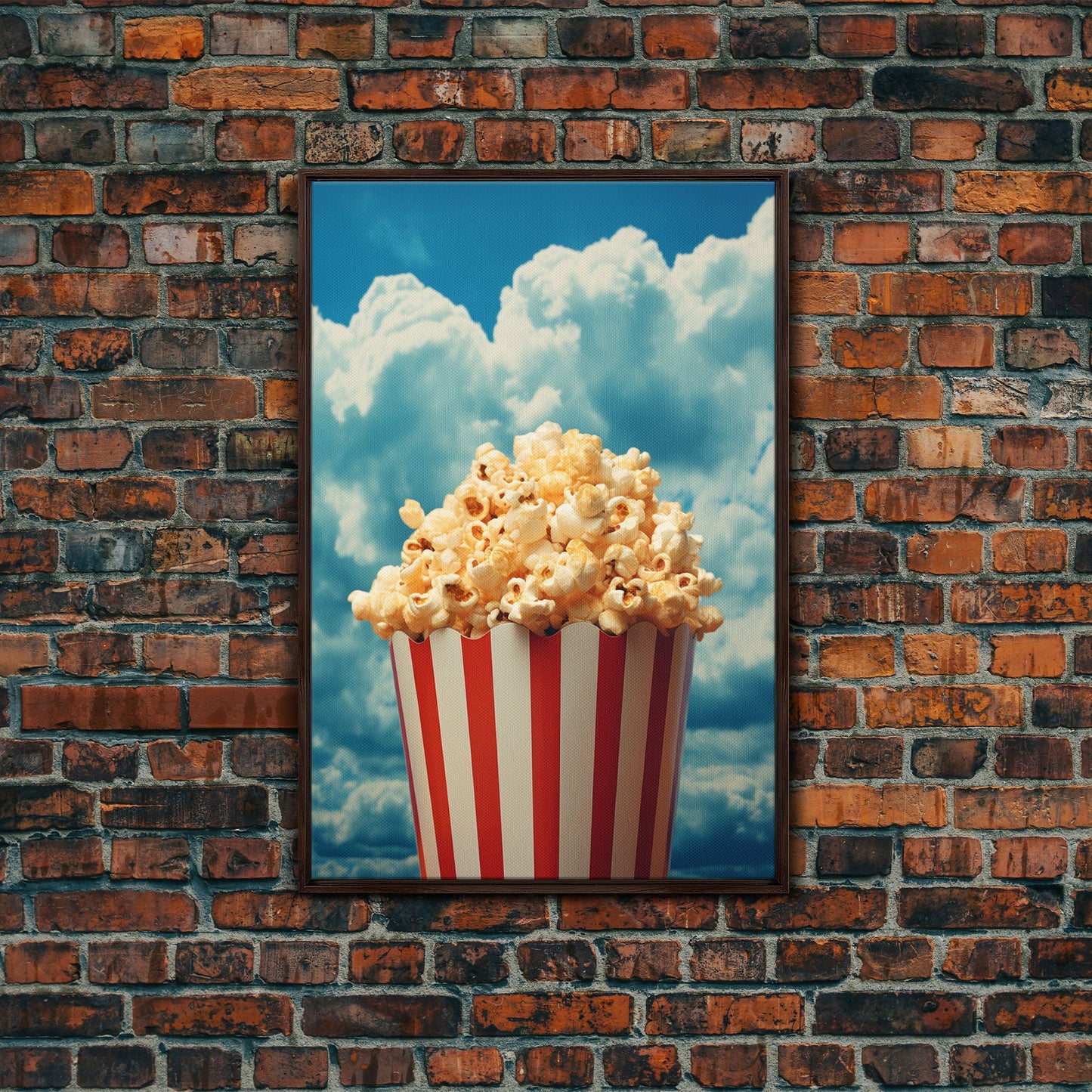 Popcorn, Game Room Wall Art, Movie Room Art, Canvas Print, Wall Hanging, Portrait Art, Minimalist Wall Art, Kitchen Wall Decor, Hostess Gift