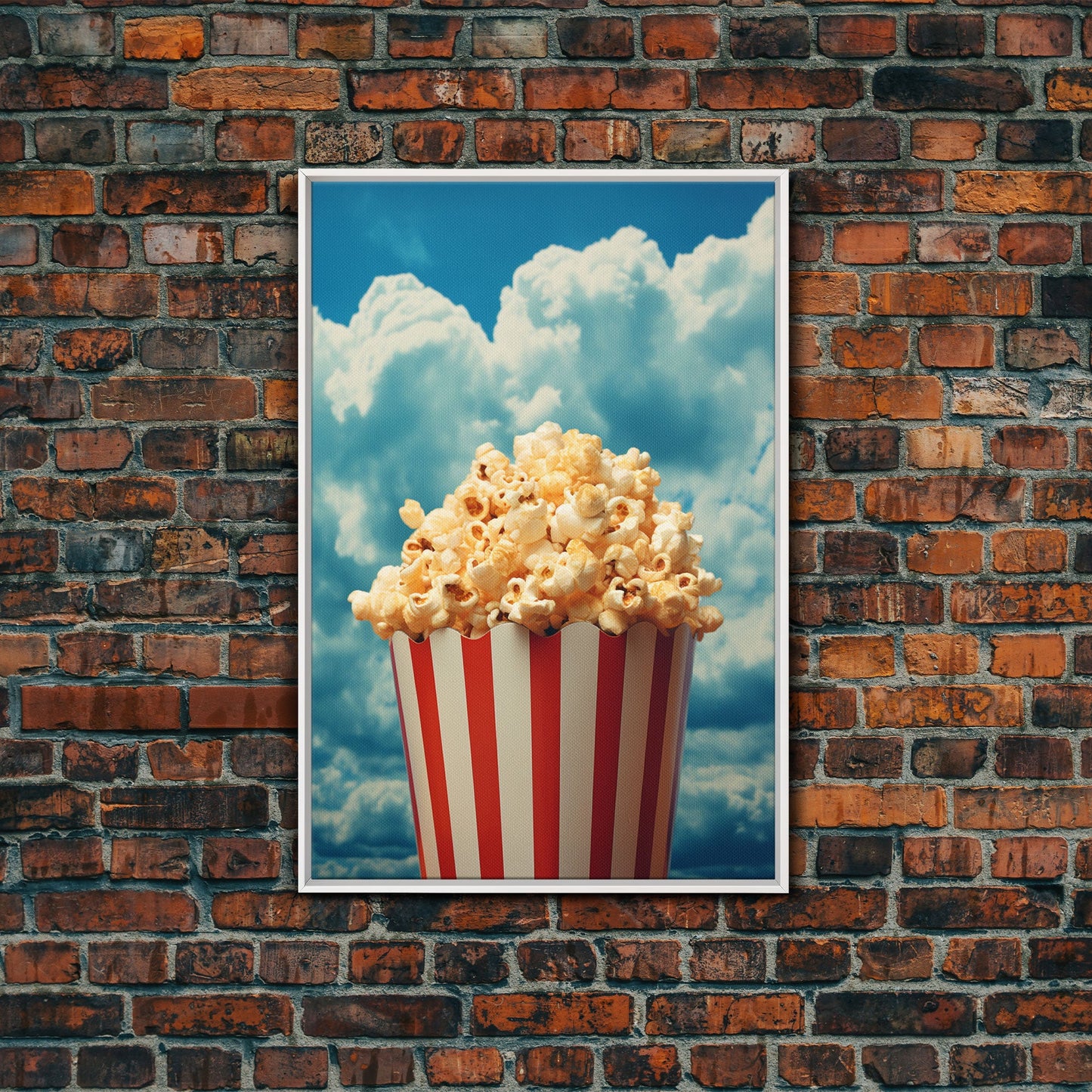Popcorn, Game Room Wall Art, Movie Room Art, Canvas Print, Wall Hanging, Portrait Art, Minimalist Wall Art, Kitchen Wall Decor, Hostess Gift