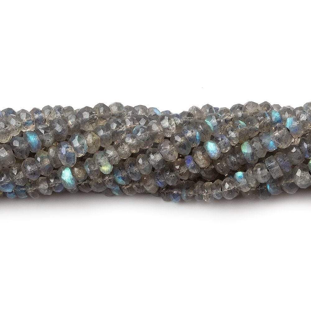 3-3.5mm Labradorite Faceted Rondelles 14 inch 185 beads AAA