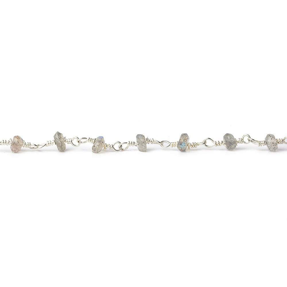 3-3.5mm Labradorite Silver plated Chain by the foot