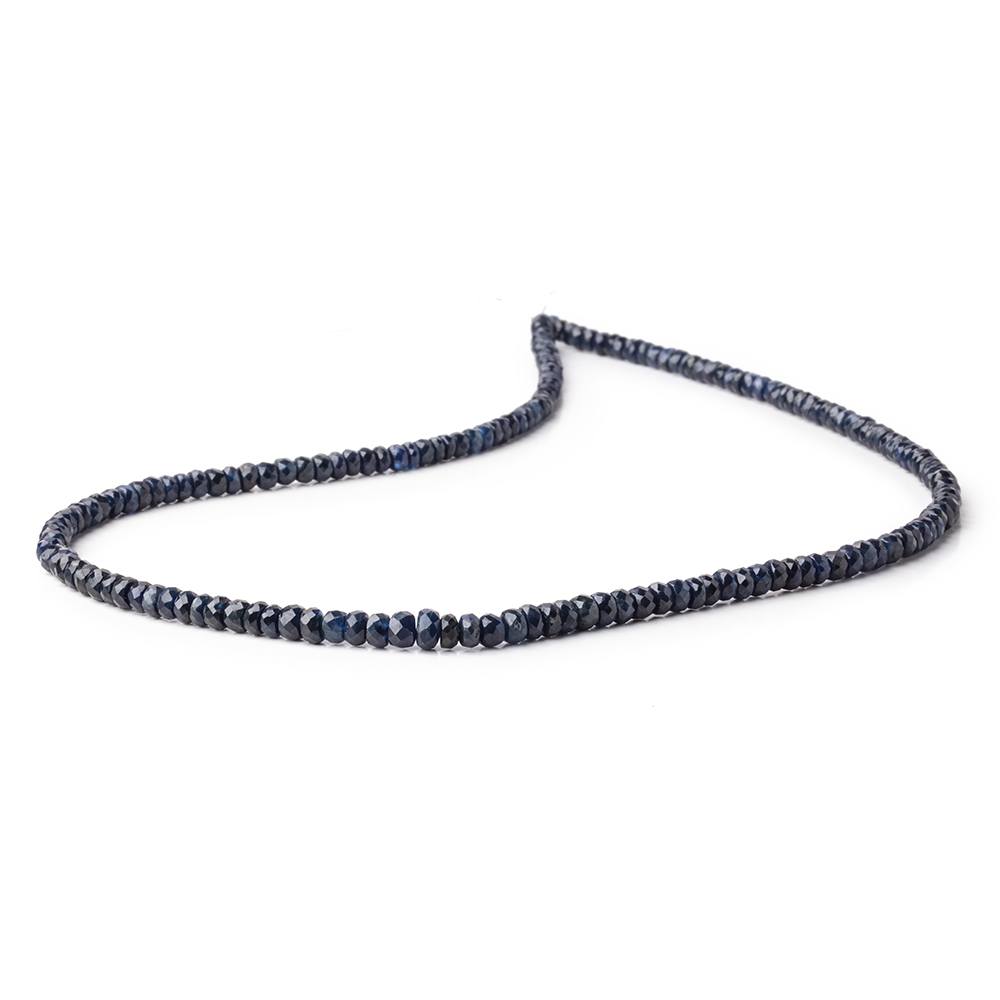 3-4.5mm Cambodian Blue Sapphire Faceted Rondelles 16 inch 180 Beads