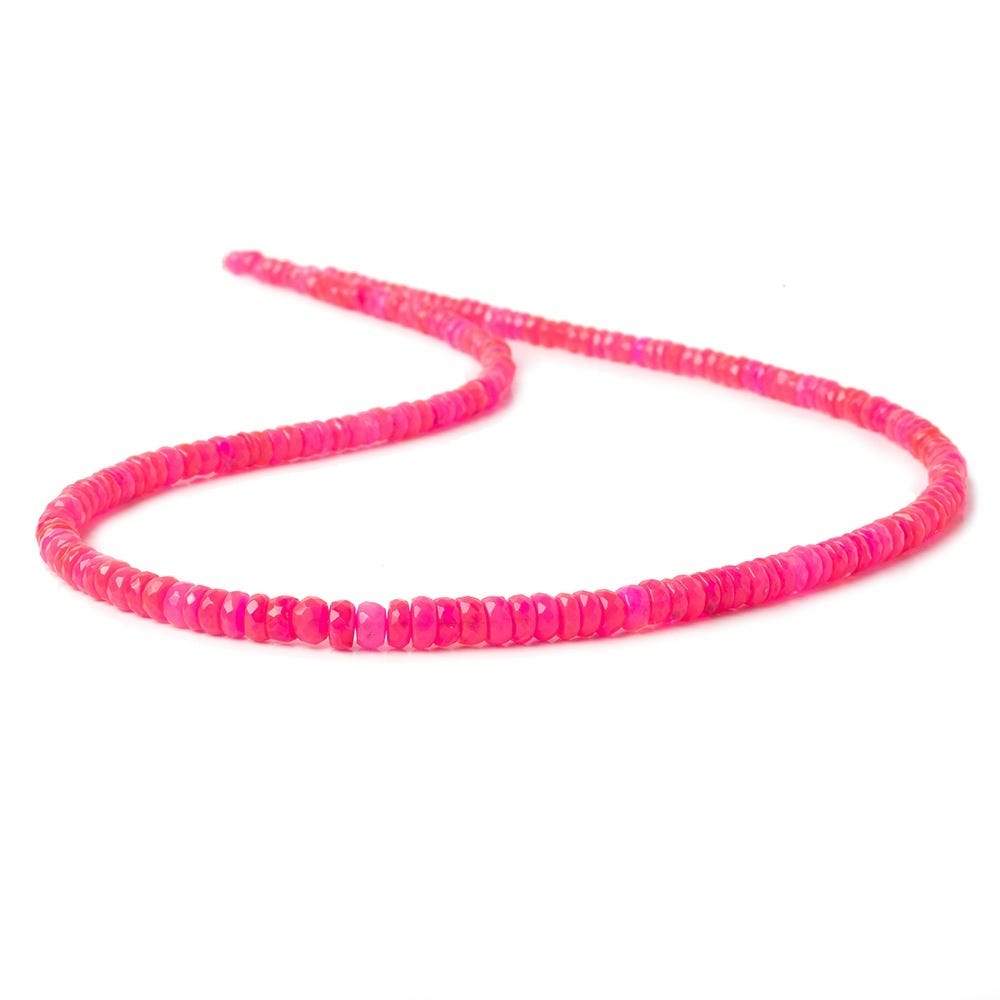 3-4.5mm Neon Pink Opal Faceted Rondelles 17 inch 200 color treated beads AA