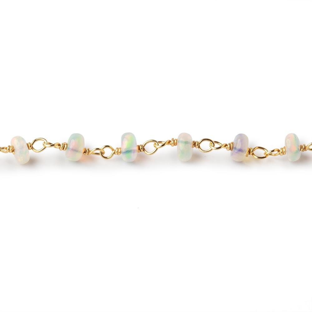 3-4mm Ethiopian Opal Plain Rondelles on Vermeil Chain by the Foot 40 Beads
