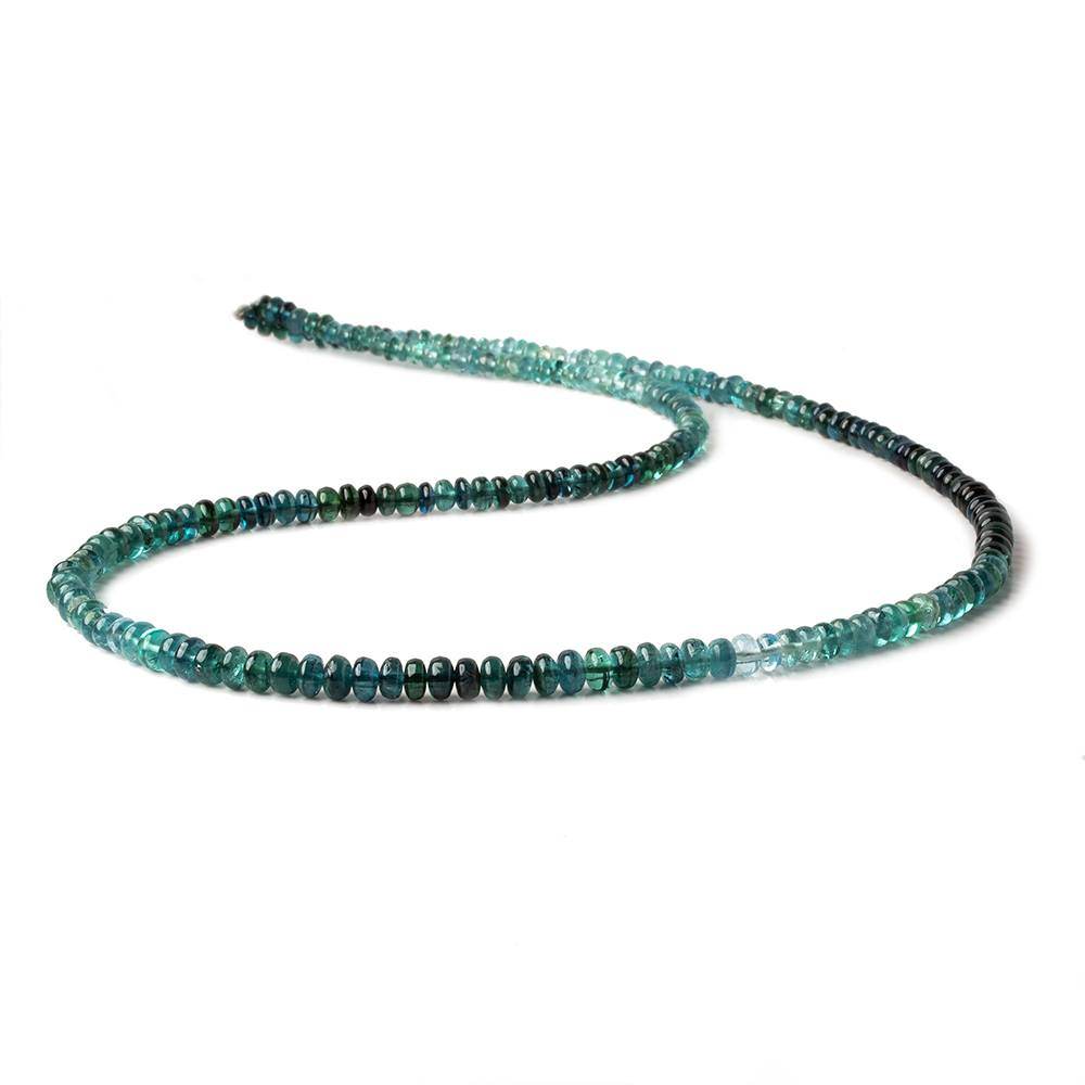 3-4mm Indicolite Blue Tourmaline plain rondelles 18 inch 210 beads AA